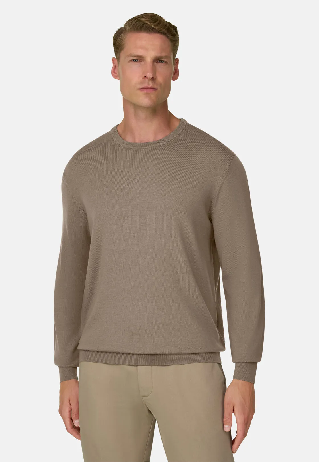 Boggi, Maglia Girocollo In Lana Merino, Uomo, Taupe, Taglia: L - immagine 1