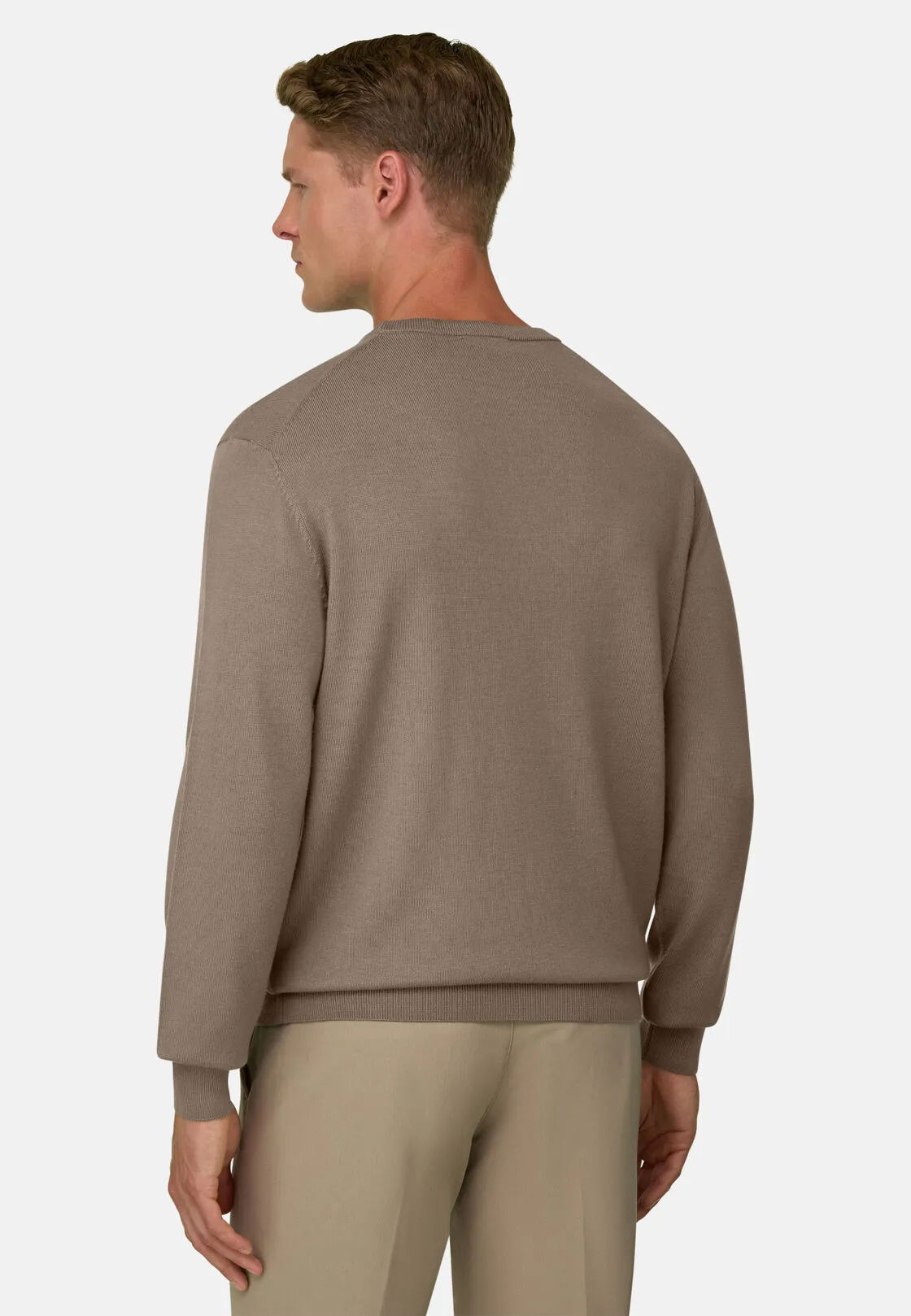Boggi, Maglia Girocollo In Lana Merino, Uomo, Taupe, Taglia: M - immagine 4