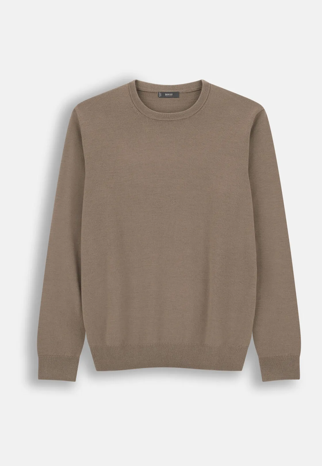 Boggi, Maglia Girocollo In Lana Merino, Uomo, Taupe, Taglia: M - immagine 5