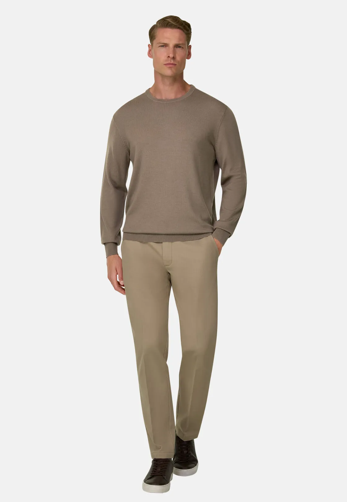 Boggi, Maglia Girocollo In Lana Merino, Uomo, Taupe, Taglia: S - immagine 2