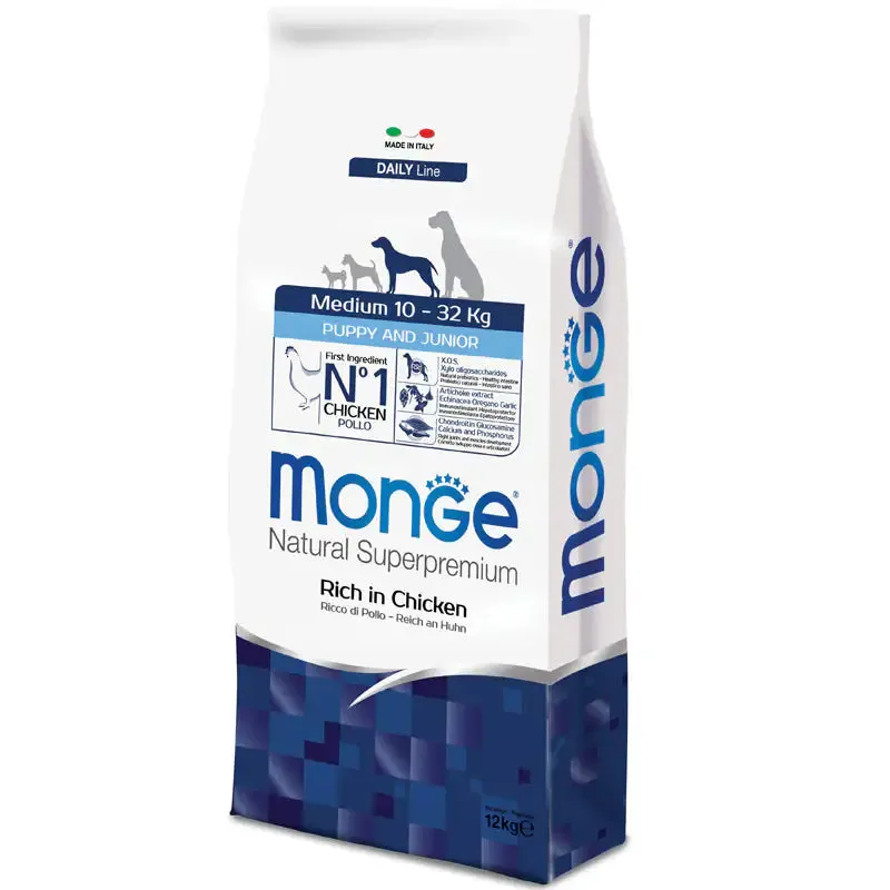 Monge Natural Superpremium Medium Puppy & Junior Ricco di Pollo 12 kg - Croccantini per cani - immagine 1