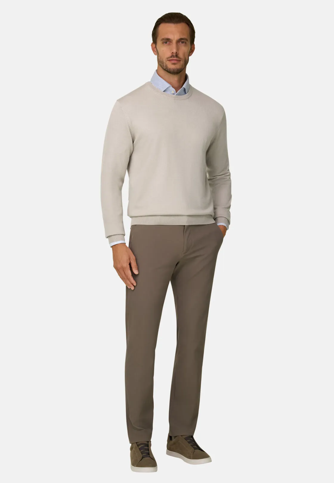 Boggi, Maglia Girocollo In Lana Merino, Uomo, Sabbia, Taglia: XL - immagine 2