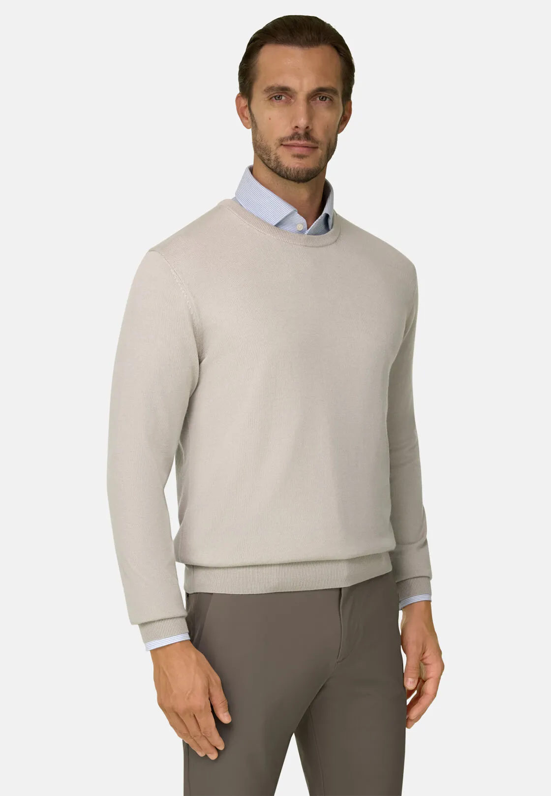 Boggi, Maglia Girocollo In Lana Merino, Uomo, Sabbia, Taglia: XS - immagine 1
