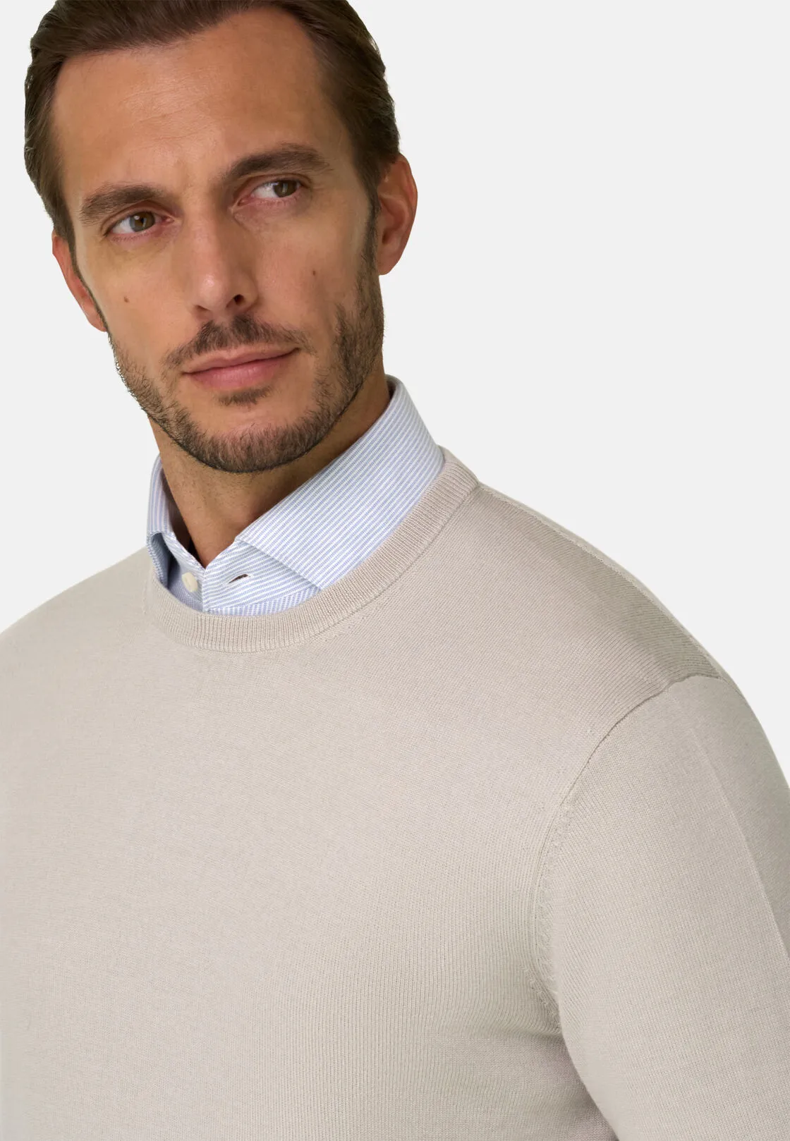 Boggi, Maglia Girocollo In Lana Merino, Uomo, Sabbia, Taglia: XXL - immagine 3