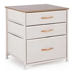 TEXTILE Cassettiera 3 Cassetti Bianco e Legno scuro (50cm) Mobile KIT - immagine 1