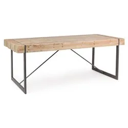 GARRETT Tavolo Fisso Nero e Natural (200x90cm) - immagine 1