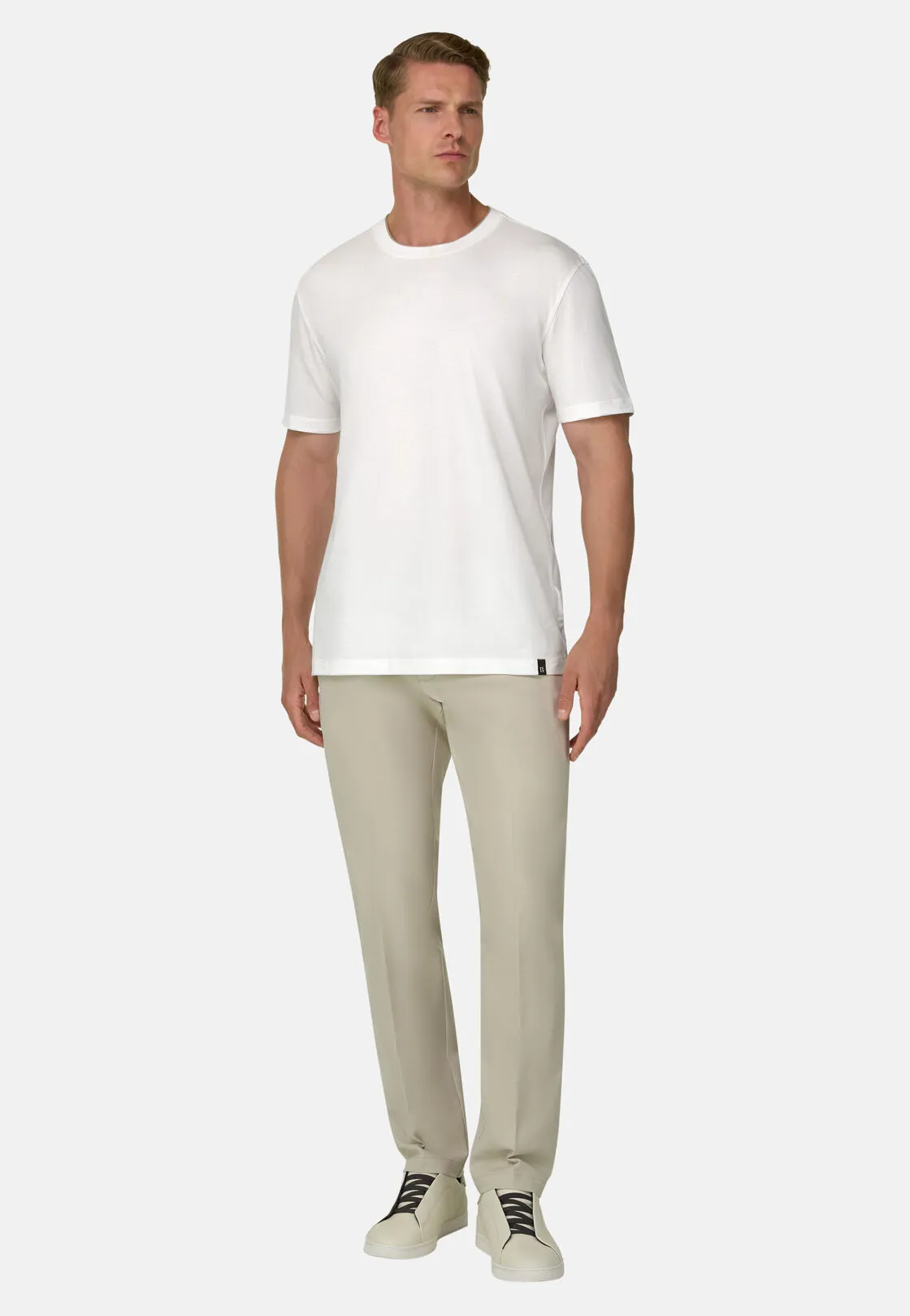 Boggi, T-shirt In Cotone Tencel, Uomo, Bianco, Taglia: M - immagine 2
