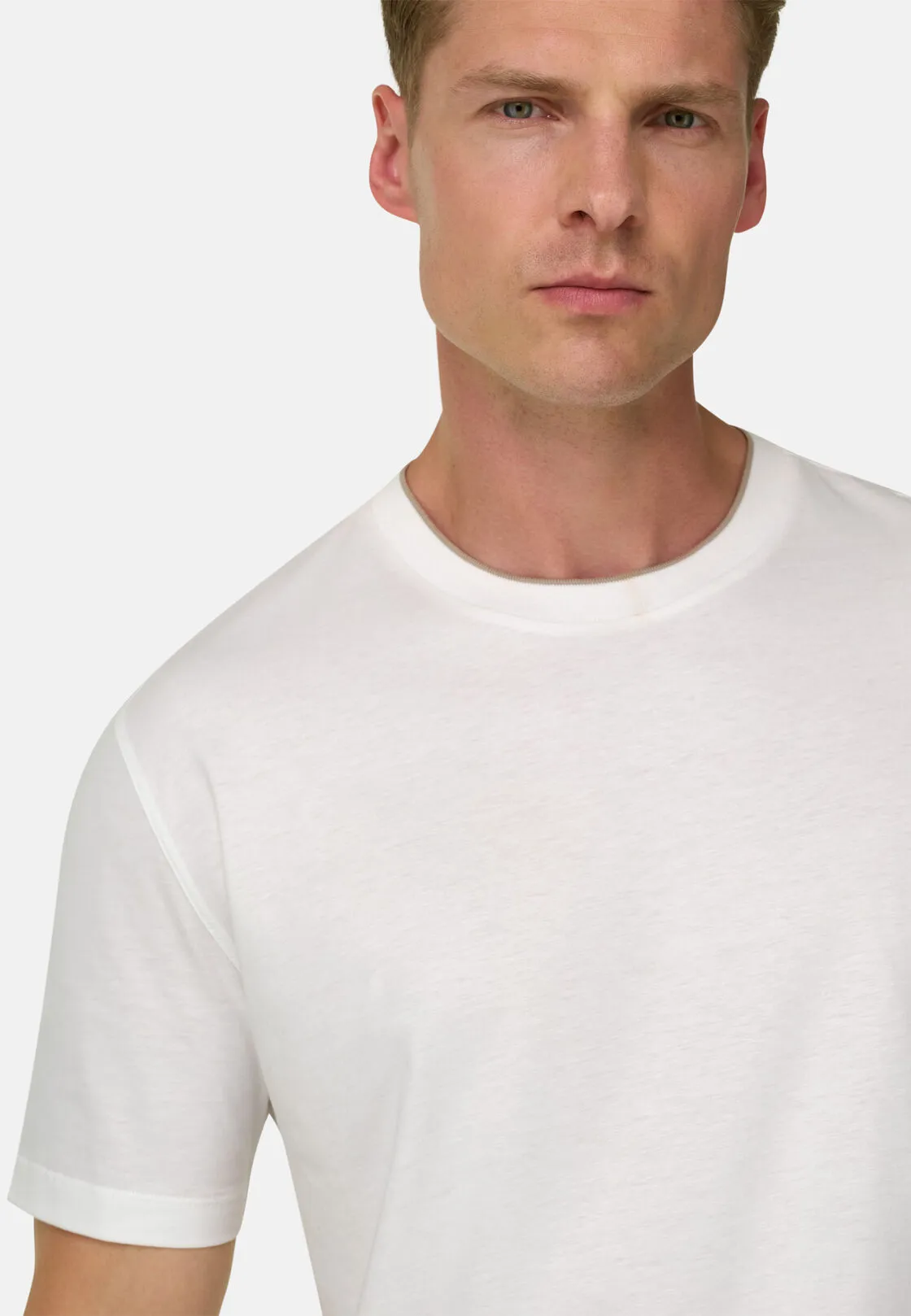 Boggi, T-shirt In Cotone Tencel, Uomo, Bianco, Taglia: S - immagine 3