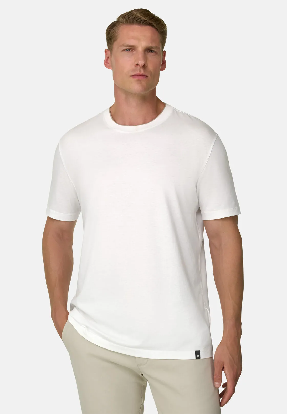 Boggi, T-shirt In Cotone Tencel, Uomo, Bianco, Taglia: XXL - immagine 1