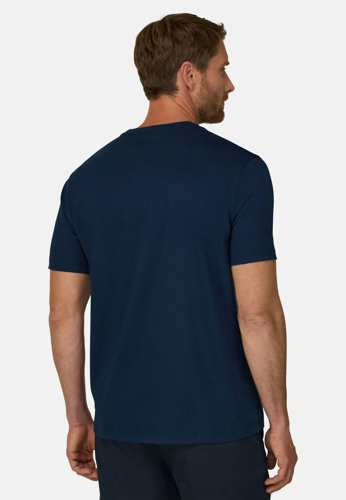 Boggi, T-shirt In Cotone Tencel, Uomo, Navy, Taglia: XL - immagine 4