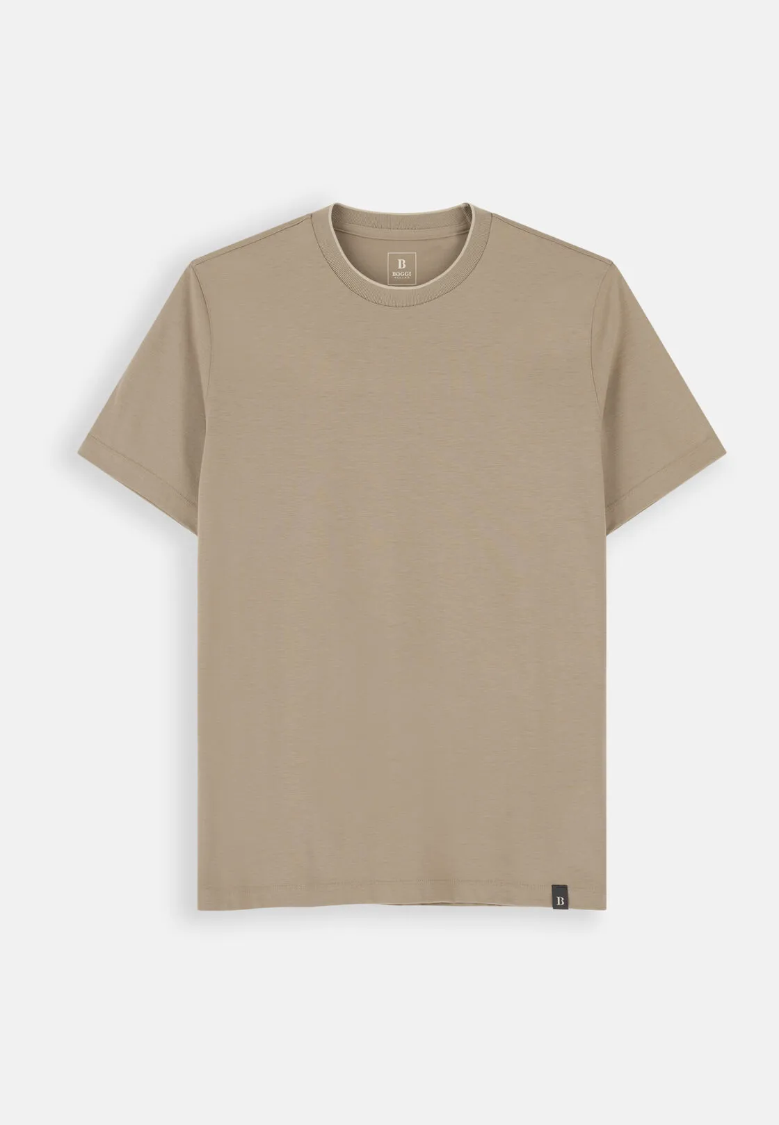 Boggi, T-shirt In Cotone Tencel, Uomo, Taupe, Taglia: L - immagine 5