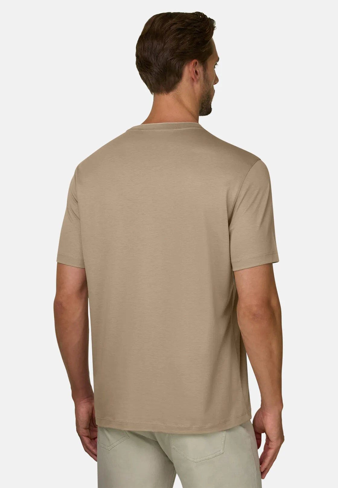 Boggi, T-shirt In Cotone Tencel, Uomo, Taupe, Taglia: M - immagine 4