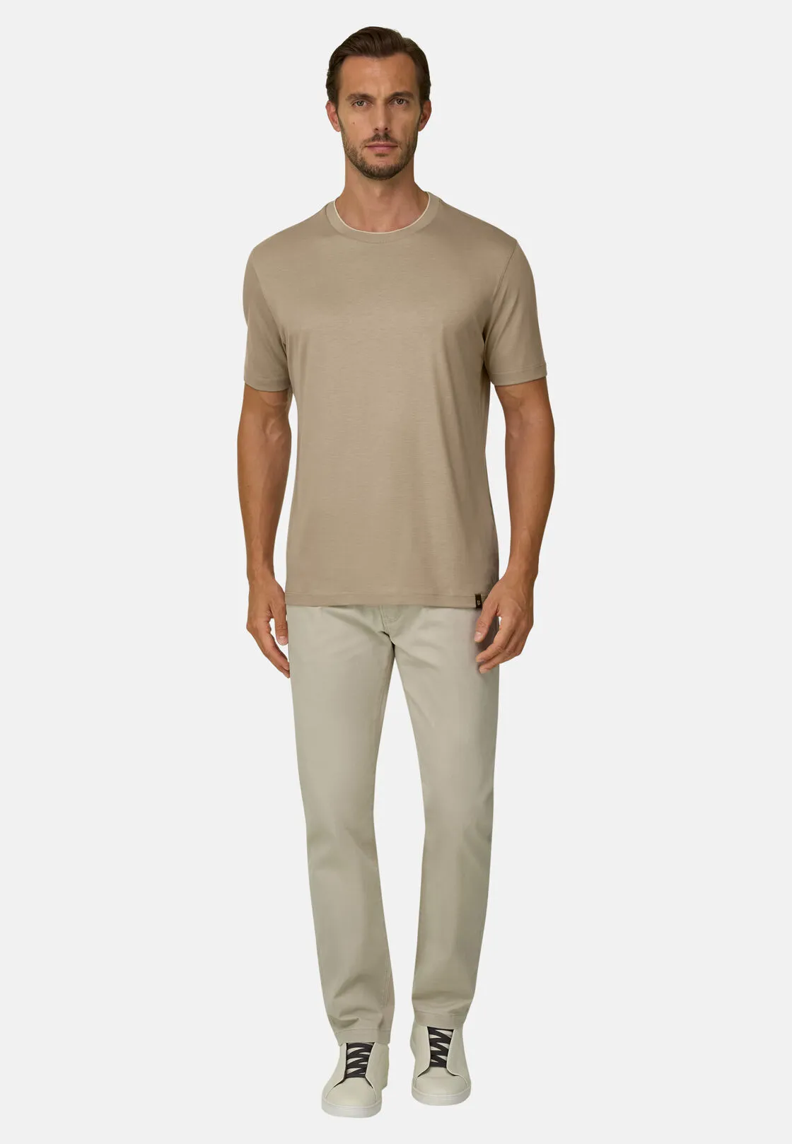 Boggi, T-shirt In Cotone Tencel, Uomo, Taupe, Taglia: S - immagine 2