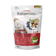 ItalianWay snack per gatti Pillows Grain Free 60 gr Anti Hairball: Manzo, latte e mirtilli - immagine 1