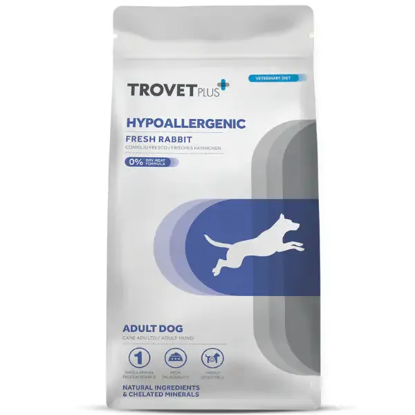 Trovet Plus+ All Breeds Dog Vet Diets Hypoallergenic Coniglio fresco 10 kg - Crocchette monoproteiche cane - immagine 1