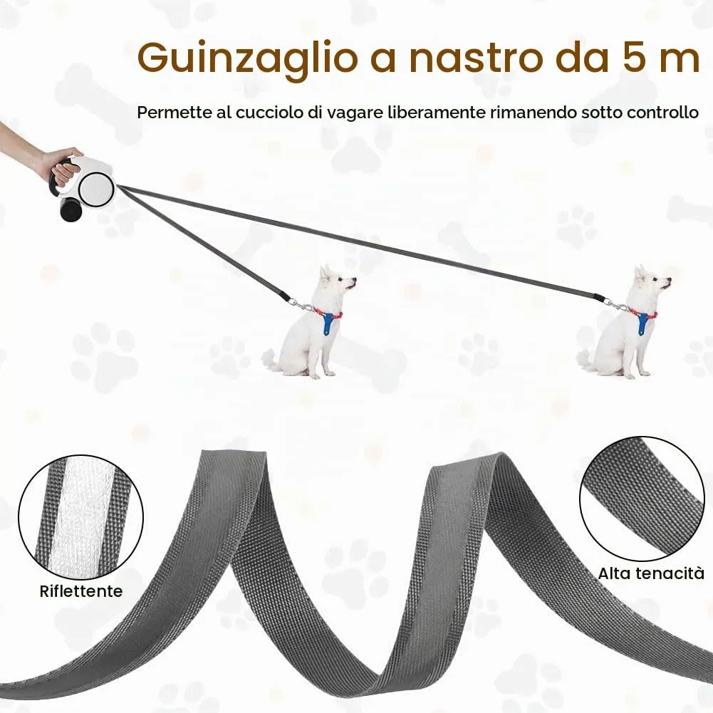 Aomig Guinzaglio per Cani Allungabile, Cani Guinzaglio con Sistema di Guida e Frenata a 360°, Luce LED, Lunghezza Estensibile 5 m(Fino a 30 Kg), Cani Guinzaglio per Addestramento e Passeggiate Nero - immagine 3