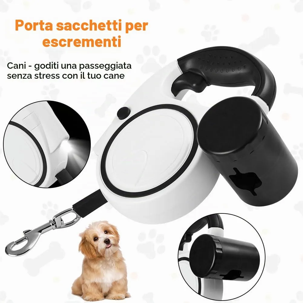 Aomig Guinzaglio per Cani Allungabile, Cani Guinzaglio con Sistema di Guida e Frenata a 360°, Luce LED, Lunghezza Estensibile 5 m(Fino a 30 Kg), Cani Guinzaglio per Addestramento e Passeggiate Nero - immagine 4