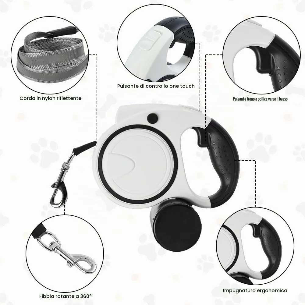 Aomig Guinzaglio per Cani Allungabile, Cani Guinzaglio con Sistema di Guida e Frenata a 360°, Luce LED, Lunghezza Estensibile 5 m(Fino a 30 Kg), Cani Guinzaglio per Addestramento e Passeggiate Nero - immagine 5
