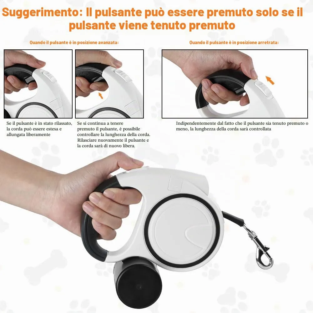 Aomig Guinzaglio per Cani Allungabile, Cani Guinzaglio con Sistema di Guida e Frenata a 360°, Luce LED, Lunghezza Estensibile 5 m(Fino a 30 Kg), Cani Guinzaglio per Addestramento e Passeggiate Nero - immagine 6