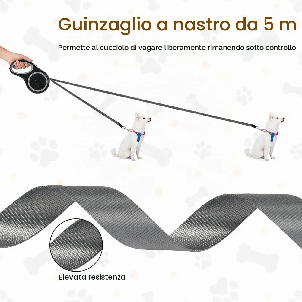 Aomig Guinzaglio per Cani Allungabile, Cani Guinzaglio con Sistema di Guida e Frenata a 360°, Lunghezza Estensibile 5 m(Fino a 50 Kg), Guinzaglio Flessibile per Addestramento e Passeggiate Grigio - immagine 3