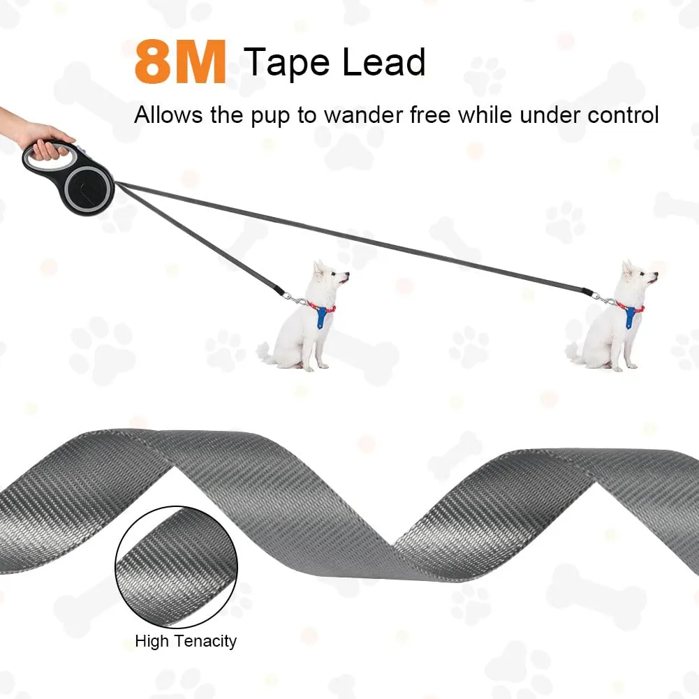 Guinzaglio retrattile Aomig per cani, 8 m/50 kg, resistente, estensibile, robusto, autobloccante, con sistema di pausa rapida - immagine 3