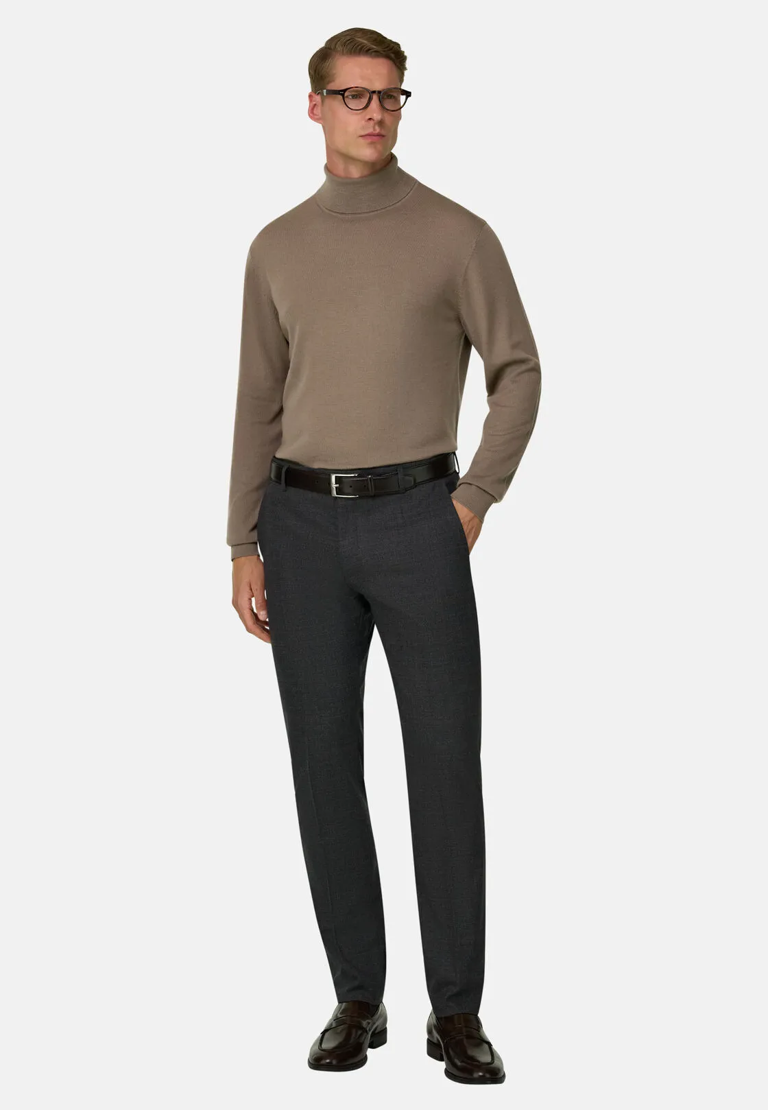 Boggi, Maglia Dolcevita In Lana Merino, Uomo, Taupe, Taglia: M - immagine 2