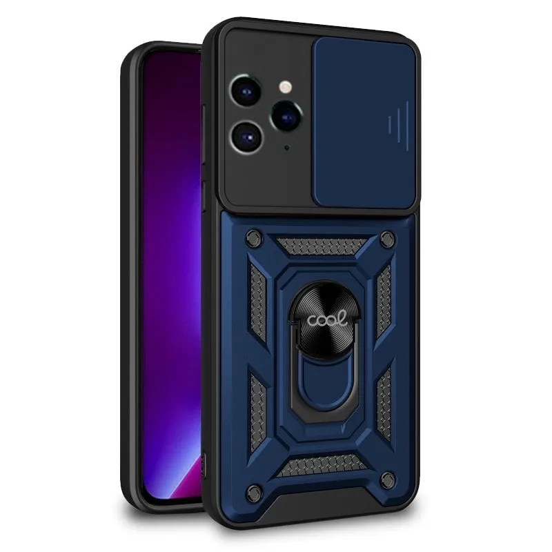 Fantastica custodia rigida ad anello blu scuro per iPhone 14 Pro - immagine 1