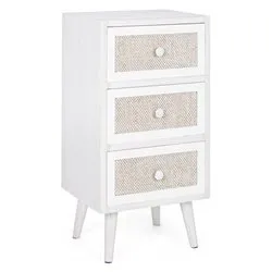 MONTIEL Cassettiera 3 Cassetti Bianco e Lino (40cm) Mobile KIT - immagine 1