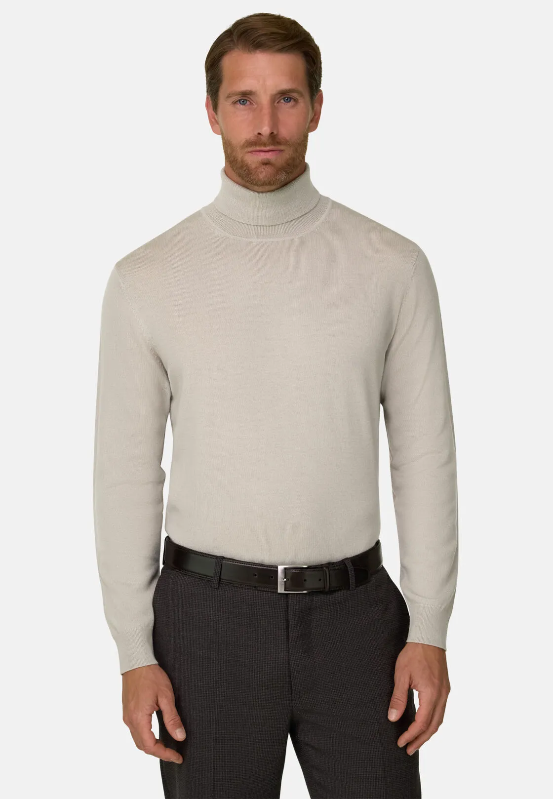 Boggi, Maglia Dolcevita In Lana Merino, Uomo, Sabbia, Taglia: L - immagine 1