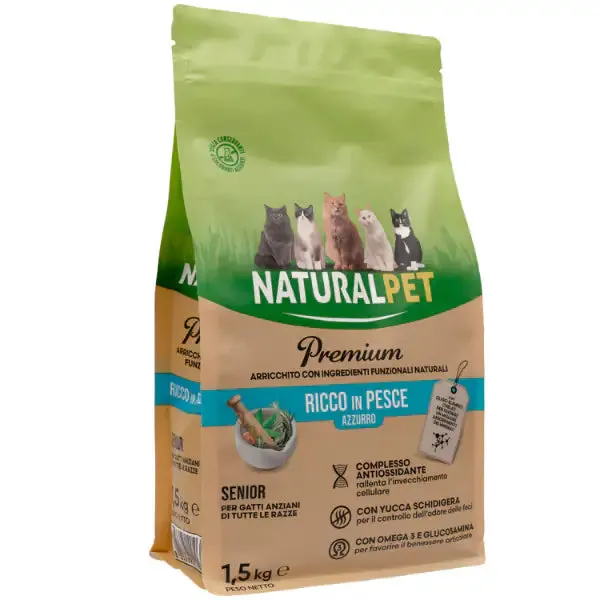 NaturalPet Premium Cat Senior Pesce azzurro 1,5 kg - immagine 1
