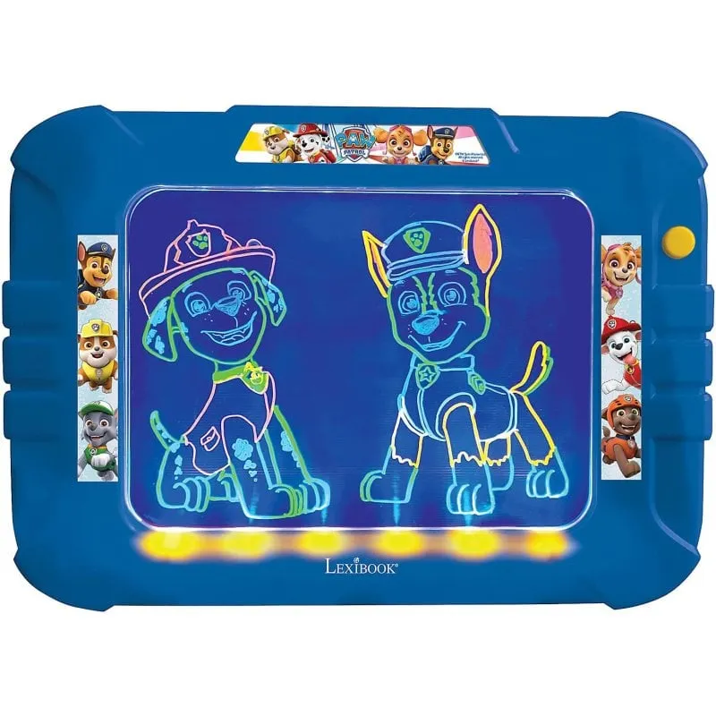 Tavolo da disegno elettronico Lexibook Paw Patrol Neon con pennarelli e modelli - immagine 1