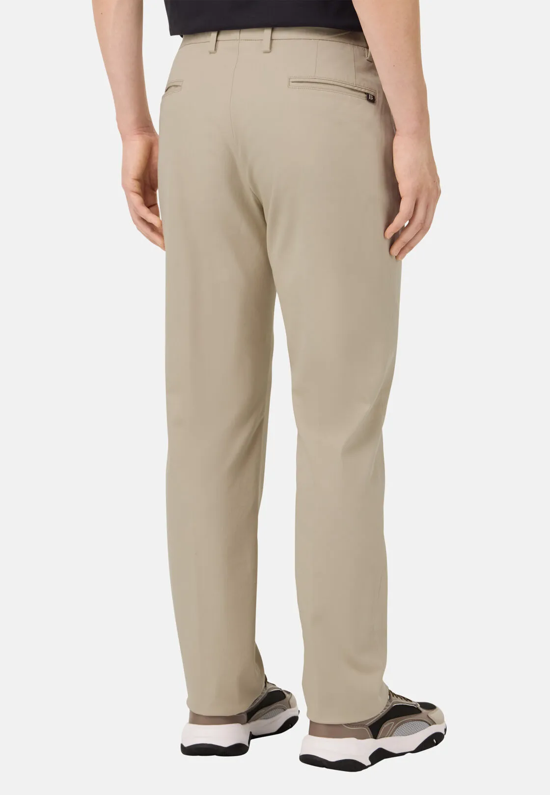 Boggi, Pantaloni In Cotone Tencel Elasticizzato, Uomo, Sabbia, Taglia: 36 - immagine 3
