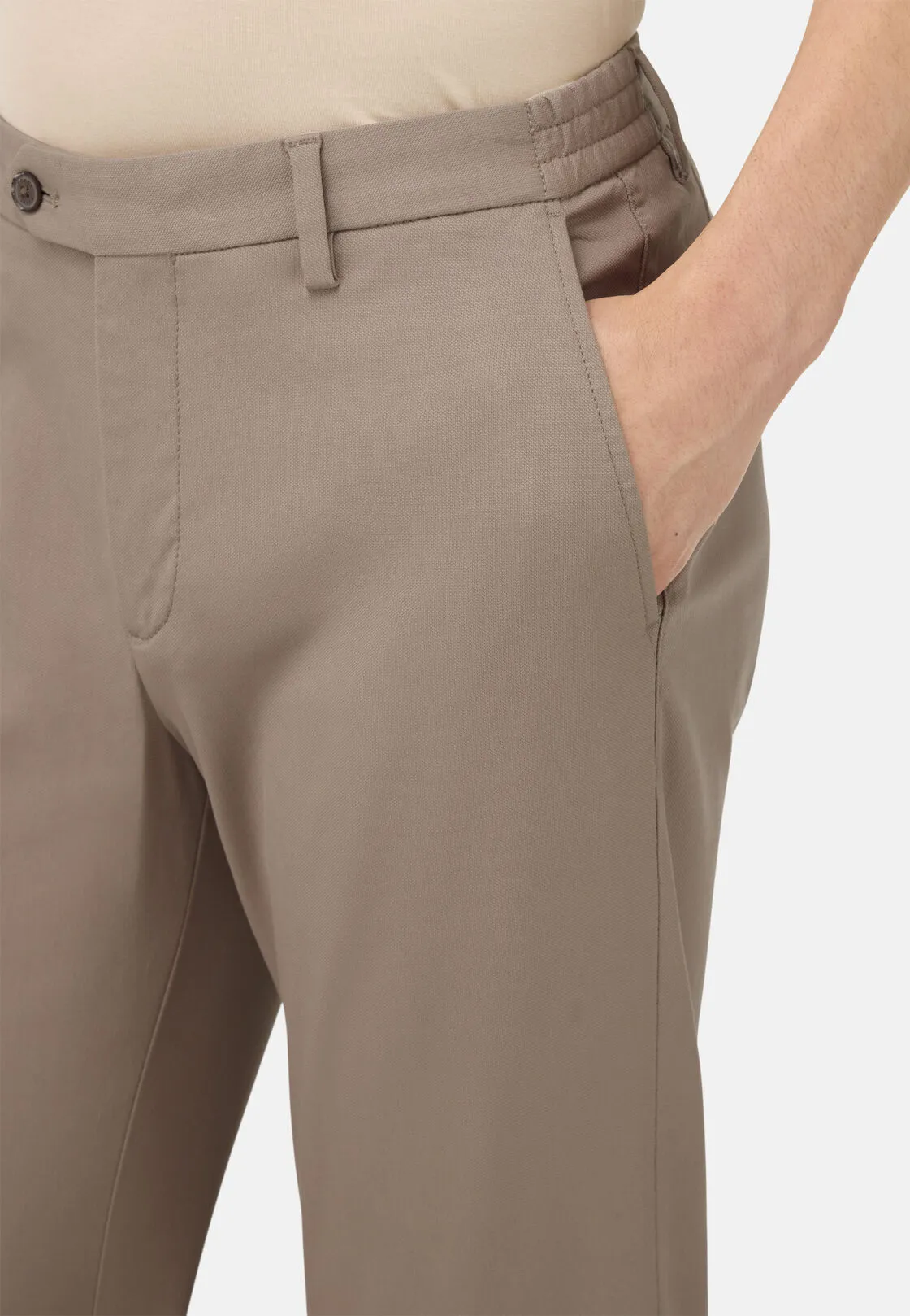 Boggi, Pantaloni In Cotone Tencel Elasticizzato, Uomo, Taupe, Taglia: 31 - immagine 4