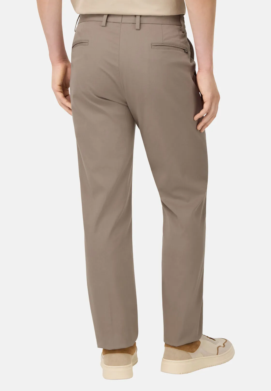 Boggi, Pantaloni In Cotone Tencel Elasticizzato, Uomo, Taupe, Taglia: 34 - immagine 3
