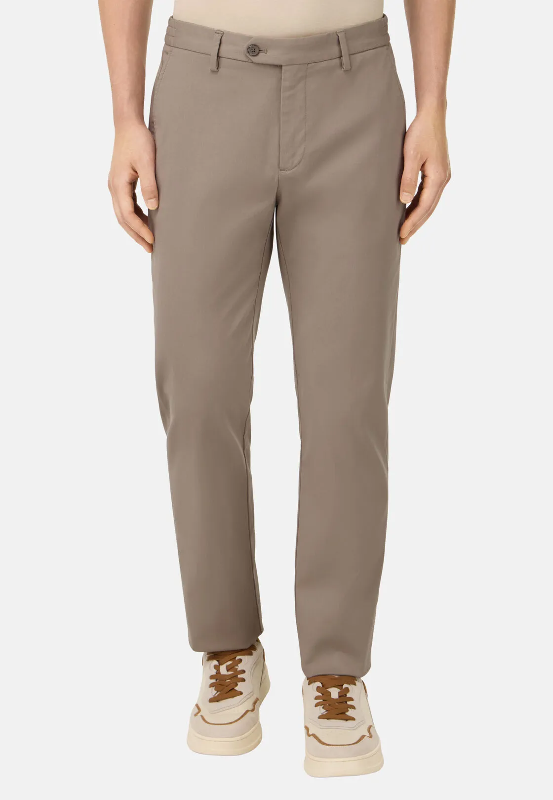 Boggi, Pantaloni In Cotone Tencel Elasticizzato, Uomo, Taupe, Taglia: 32 - immagine 1
