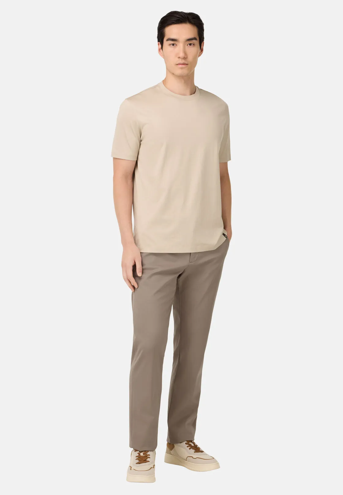 Boggi, Pantaloni In Cotone Tencel Elasticizzato, Uomo, Taupe, Taglia: 40 - immagine 2