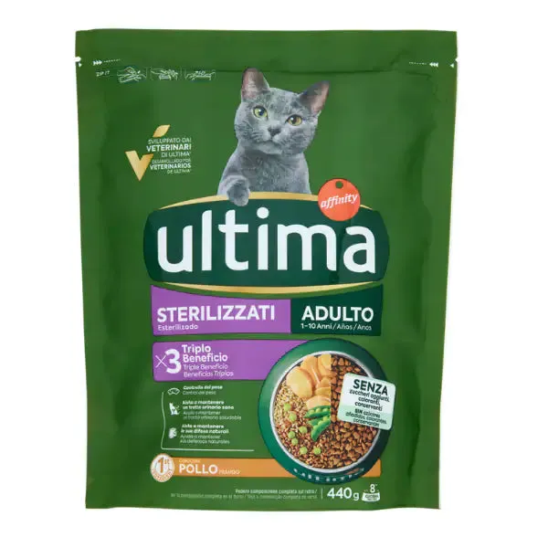 Ultima Cat Adult Sterilised con pollo 440 gr - Croccantini per gatti - immagine 1
