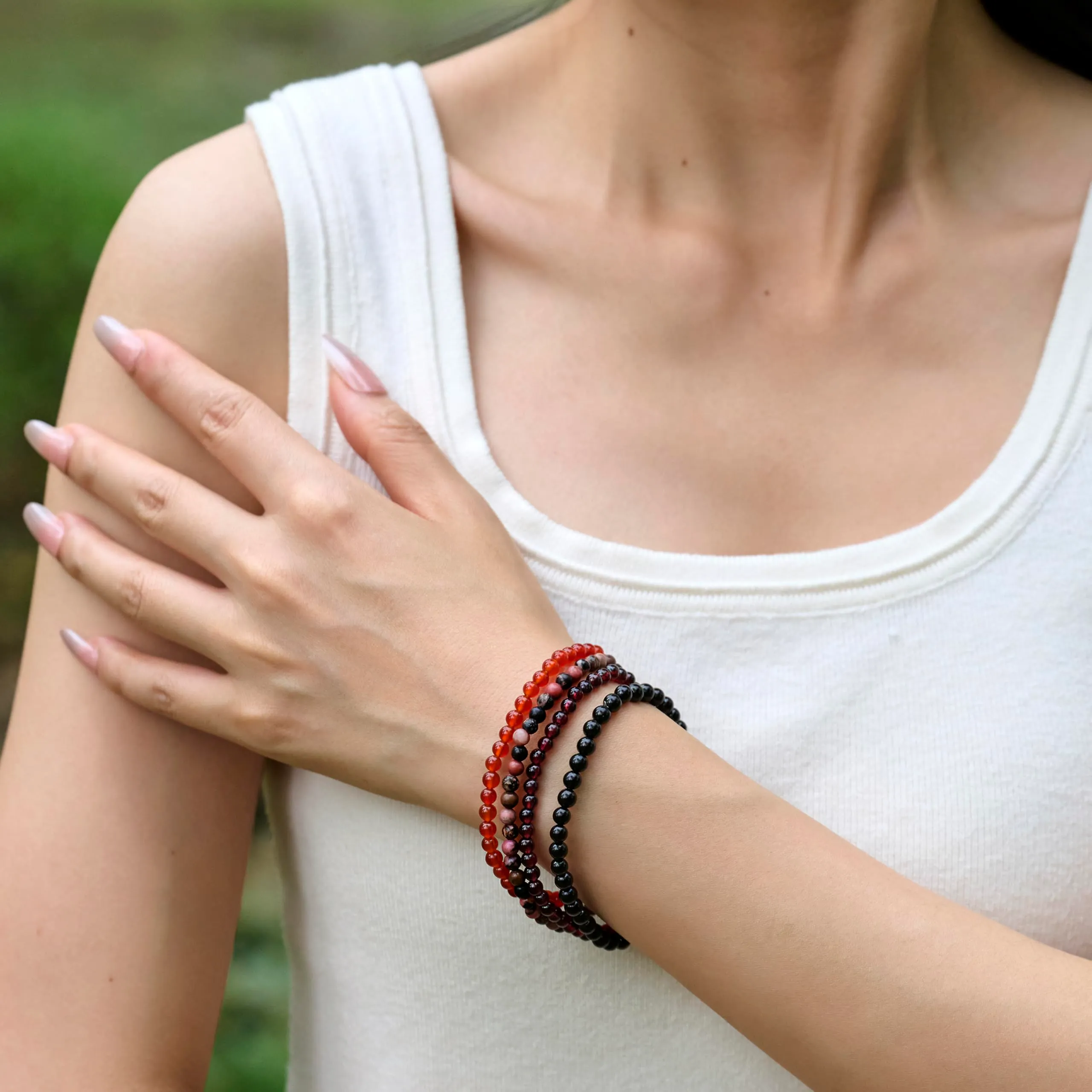 Bivei Bracciale Donna Pietre Naturali da 4 mm, Rodonite - immagine 2