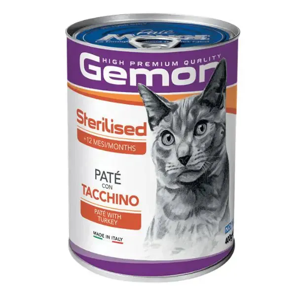 Monge Gemon Adult Sterilised Patè 400 gr Tacchino - confezione da 24 pezzi - Cibo umido per gatti - immagine 1