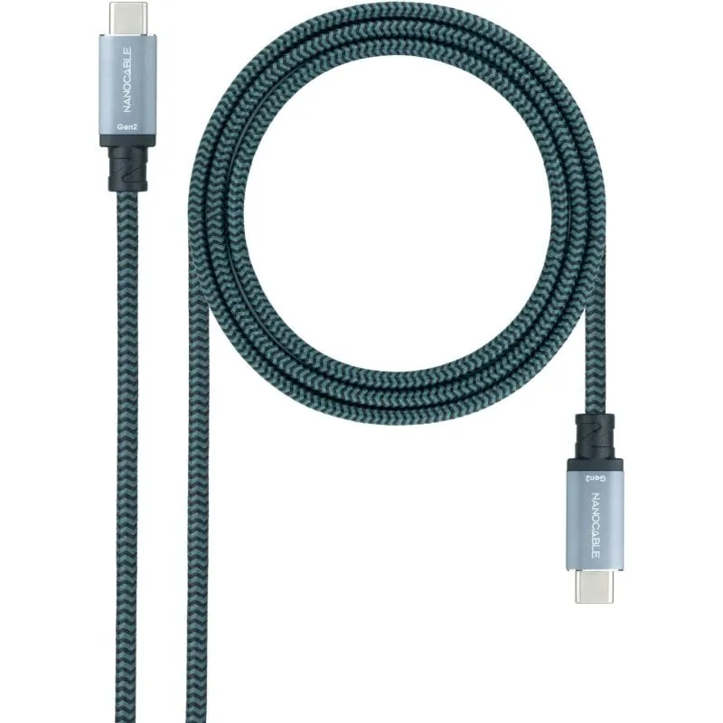 Cavo Nanocable USB-C 3.1 Maschio/Maschio 1m Grigio/Nero - immagine 1