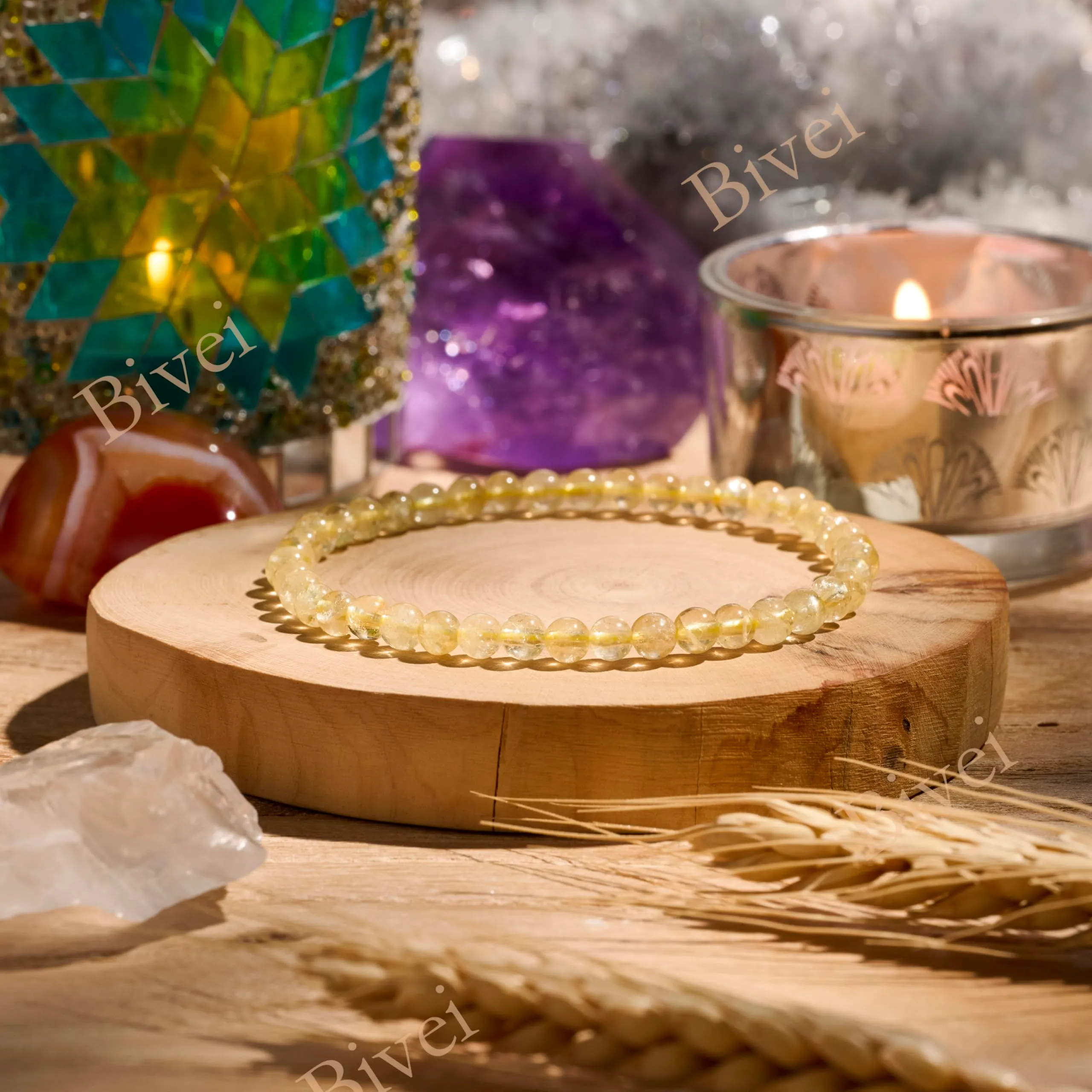 Bivei Bracciale Donna Pietre Naturali da 4 mm, Citrino - immagine 3