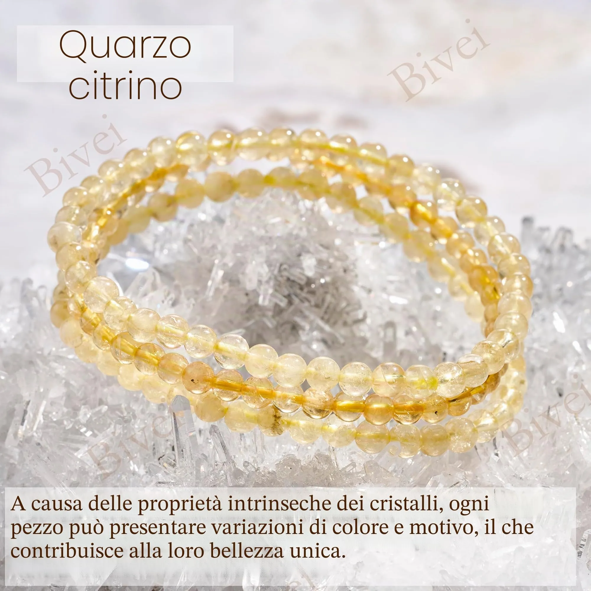 Bivei Bracciale Donna Pietre Naturali da 4 mm, Citrino - immagine 4