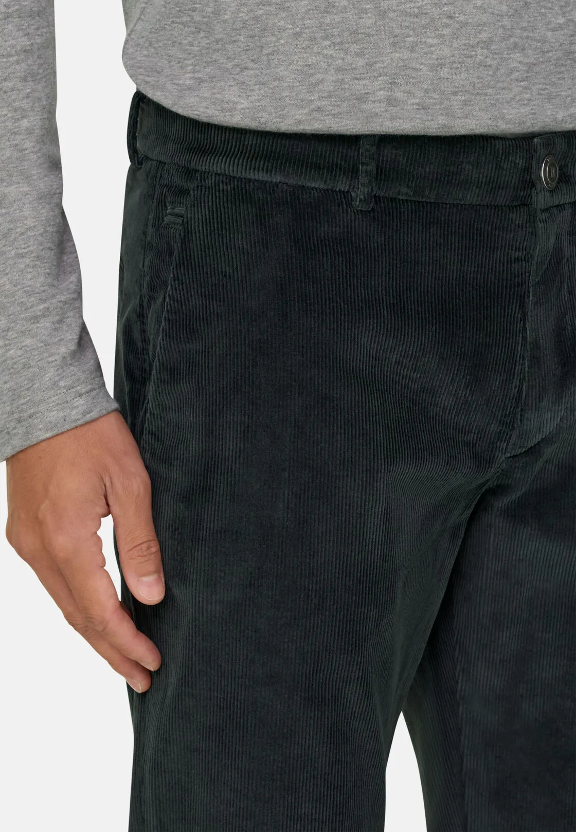 Boggi, Pantaloni In Velluto Elasticizzato, Uomo, Verde Scuro, Taglia: 29 - immagine 3