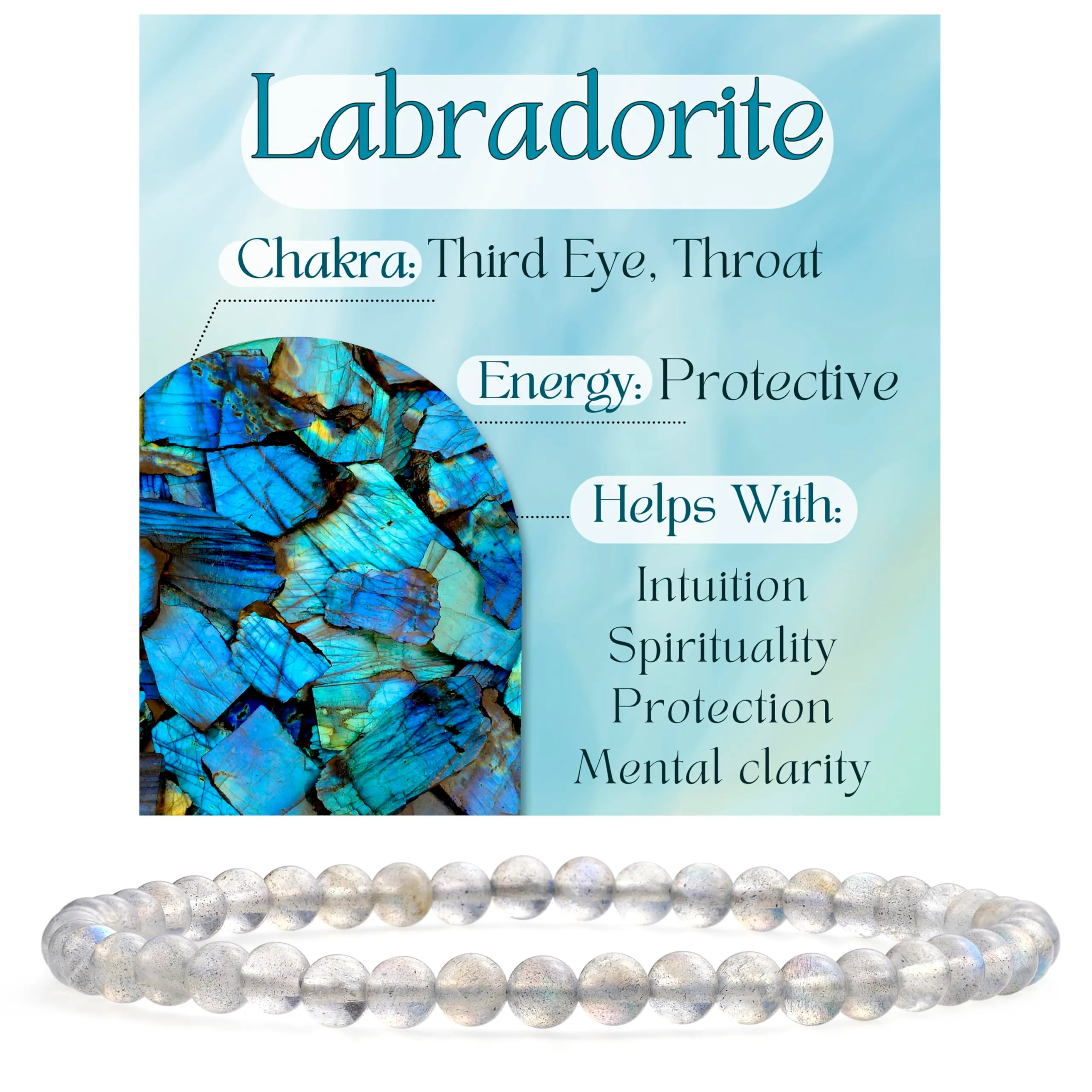 Bivei Bracciale Donna Pietre Naturali da 4 mm, Labradorite - immagine 1