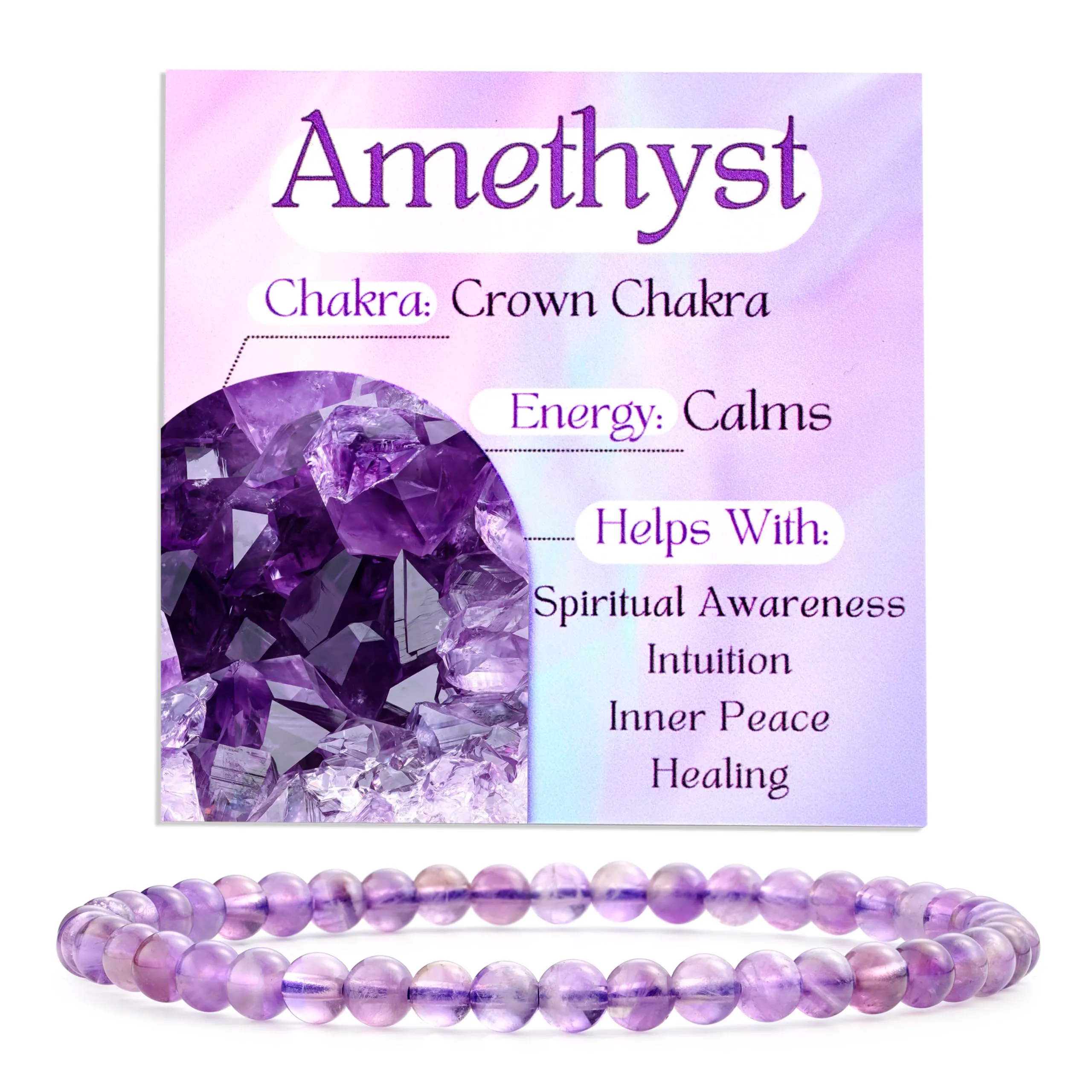 Bivei Bracciale Donna Pietre Naturali da 4 mm, Ametista - immagine 1