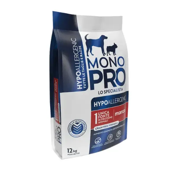 Monopro lo specialista Hypoallergenic Adult All Breeds Grain Free Manzo 12 kg - Crocchette monoproteiche cane - immagine 1