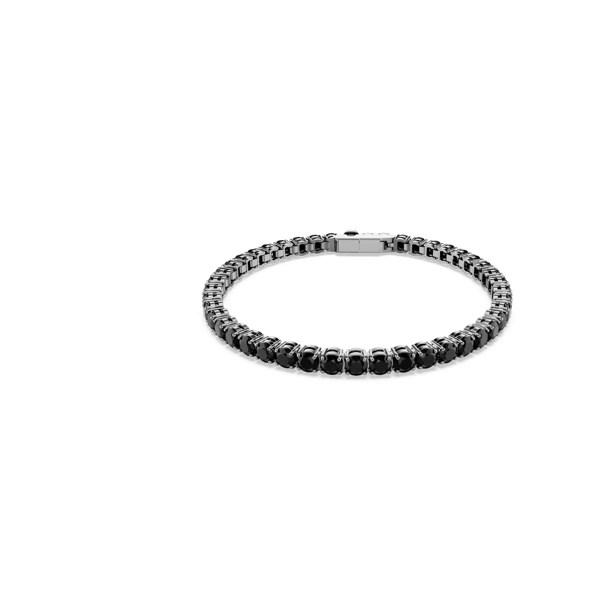 Swarovski Matrix Bracciale Tennis, Gioiello Versatile con Cristalli Neri, Pietre Preziose a Taglio Round, Chiusura a Linguetta, Taglia XL, Placcatura in Tonalità Rutenio, 19 cm, 0,4 cm - immagine 1