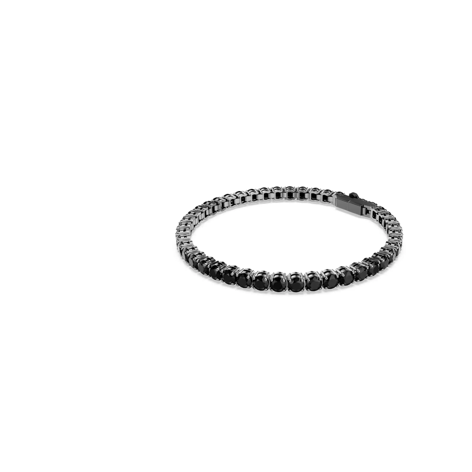 Swarovski Matrix Bracciale Tennis, Gioiello Versatile con Cristalli Neri, Pietre Preziose a Taglio Round, Chiusura a Linguetta, Taglia XL, Placcatura in Tonalità Rutenio, 19 cm, 0,4 cm - immagine 2