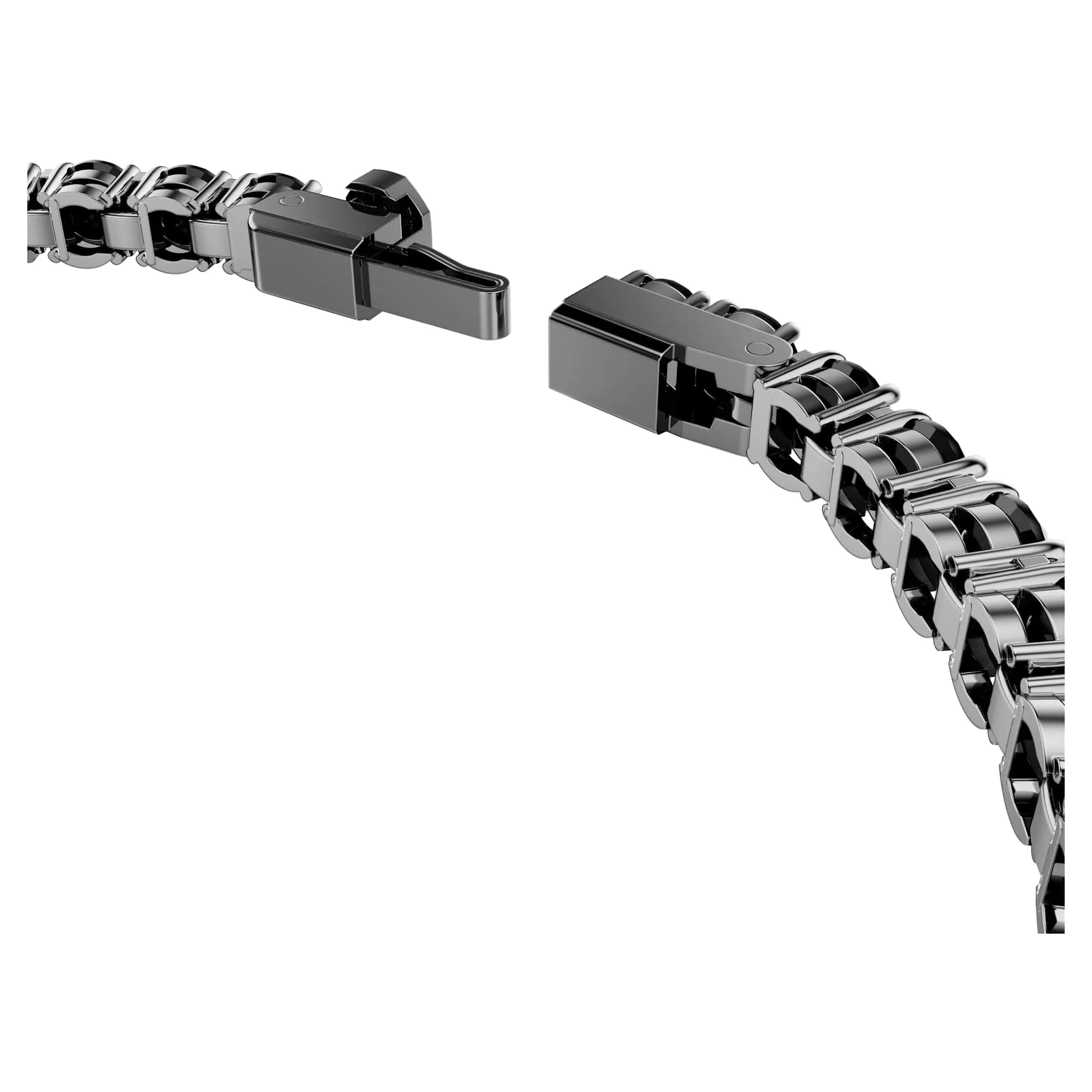 Swarovski Matrix Bracciale Tennis, Gioiello Versatile con Cristalli Neri, Pietre Preziose a Taglio Round, Chiusura a Linguetta, Taglia XL, Placcatura in Tonalità Rutenio, 19 cm, 0,4 cm - immagine 3