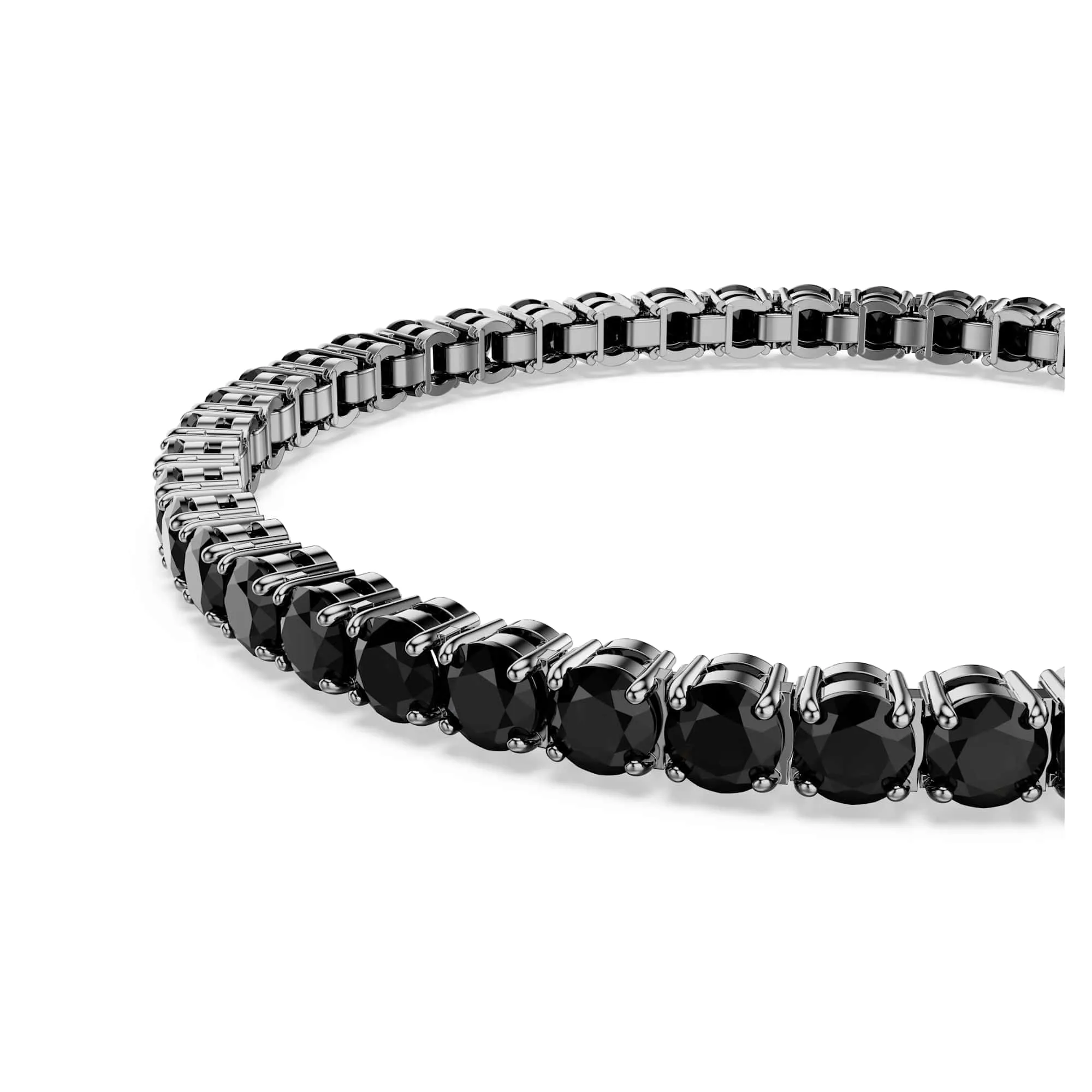 Swarovski Matrix Bracciale Tennis, Gioiello Versatile con Cristalli Neri, Pietre Preziose a Taglio Round, Chiusura a Linguetta, Taglia XL, Placcatura in Tonalità Rutenio, 19 cm, 0,4 cm - immagine 4